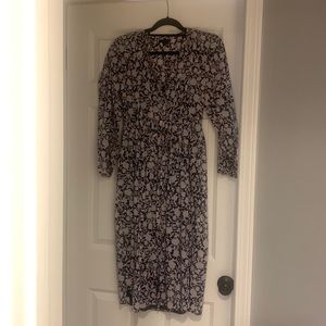 j crew dress size 4 navy blue and light pink and white